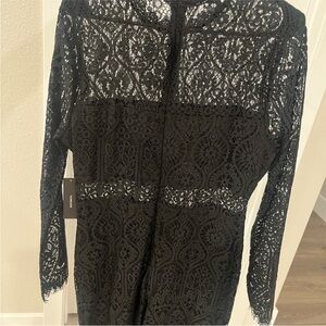 Lulu's Black Lace Long Sleeve Dress